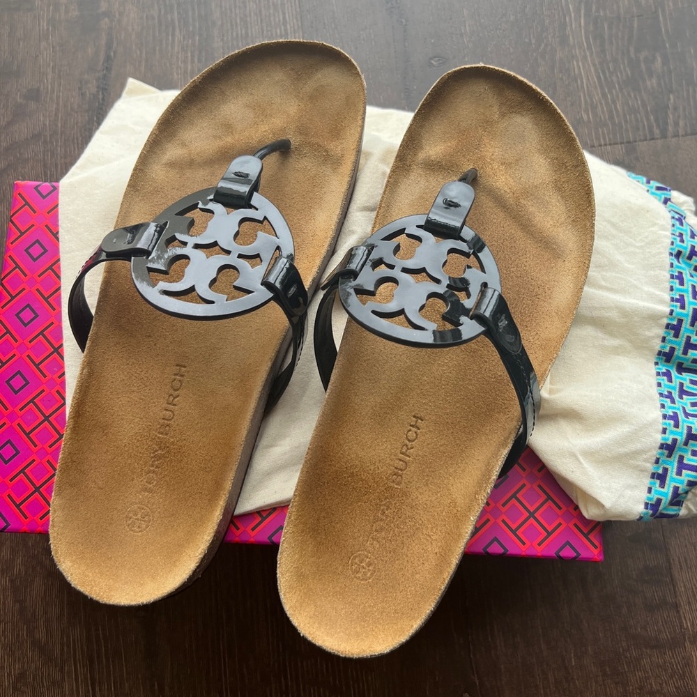 Tory Burch Miller Cloud Patent Leather/Cork Sandals - Picture 6 of 6